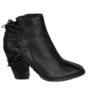 Dolce Vita Anthropologie Boho Laces Leather Boot Bootie Black Women Sz 5.5 5498